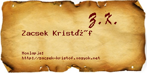 Zacsek Kristóf névjegykártya